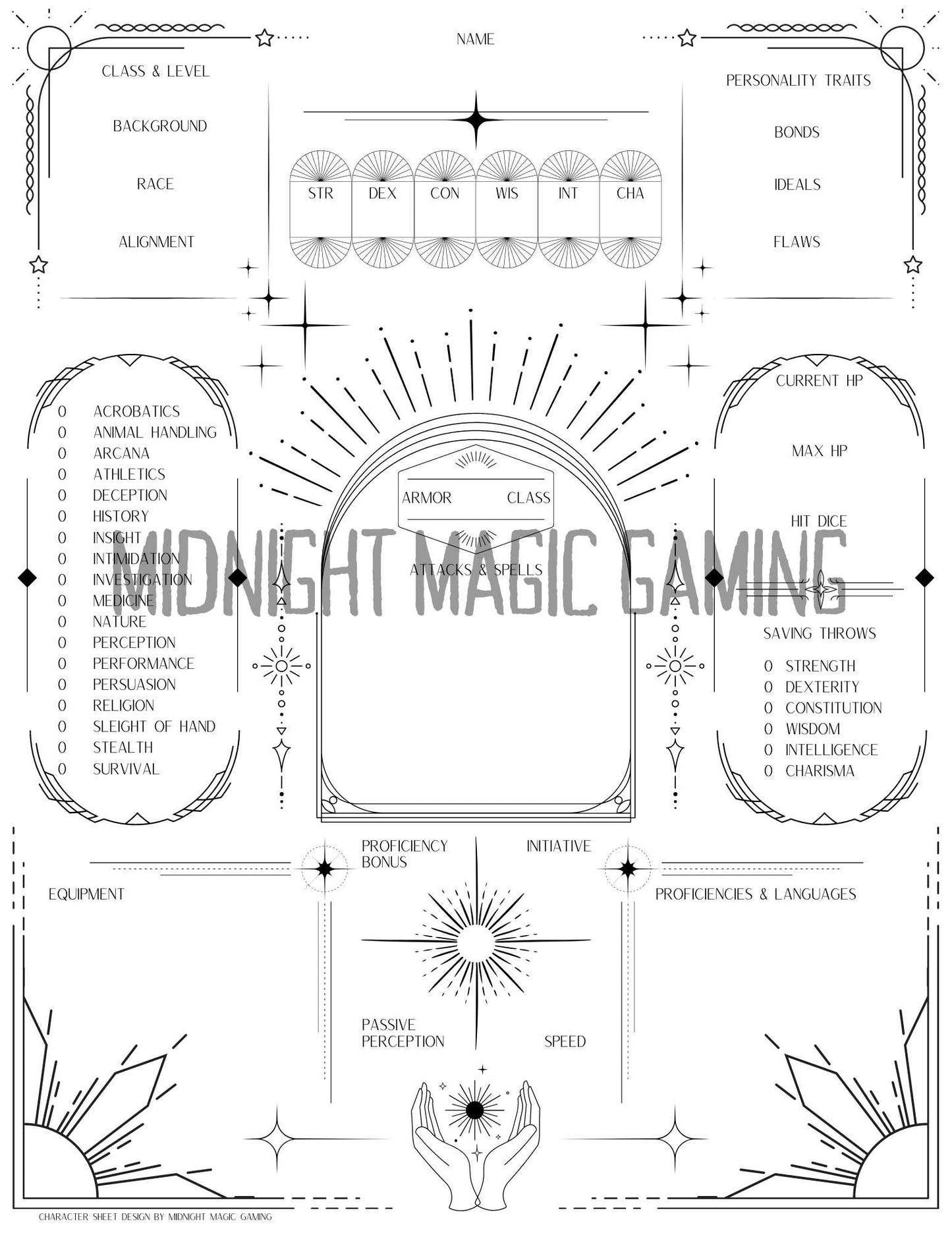 Cleric Character Sheet - D&D 5th Edition